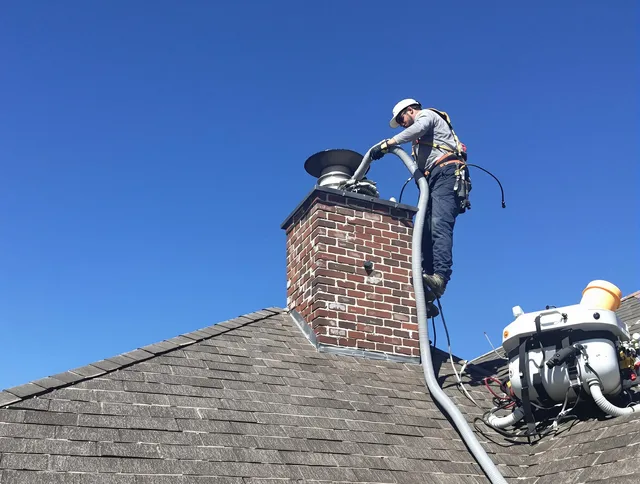Dedicated Miami Chimney Sweep team member cleaning a chimney in Miami, FL