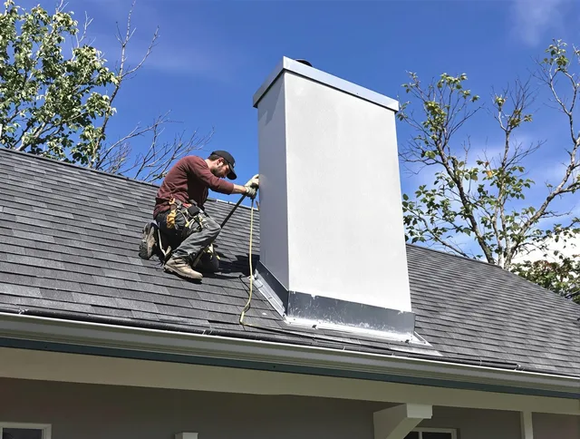 Miami Chimney Sweep team member finishing chimney construction in Miami, FL