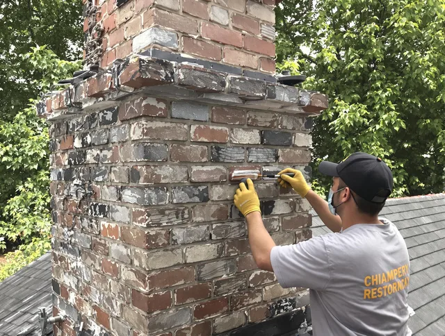 In-progress chimney restoration by Miami Chimney Sweep in Miami, FL